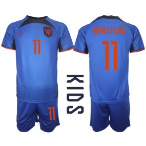 Lacne Dětský Futbalové dres Holandsko Steven Berghuis #11 MS 2022 Krátky Rukáv - Preč (+ trenírky)